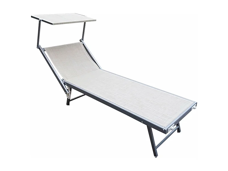 MilaniHome.it - lettino mare prendisole pieghevole in alluminio con tettuccio di design per esterno giardino cm 61 l x 189 p x 38 hdi coloreBeige