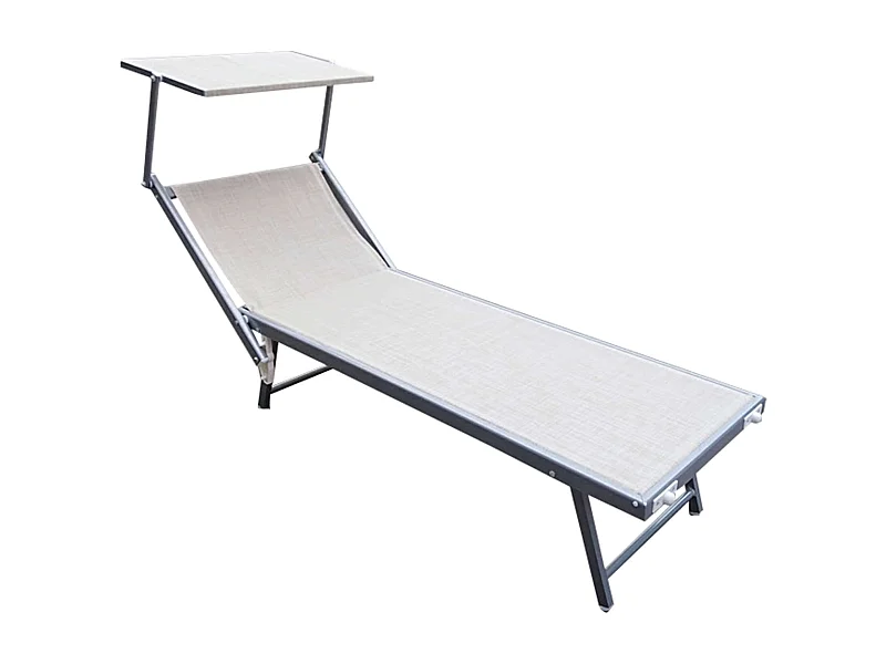 MilaniHome.it - lettino mare prendisole pieghevole in alluminio con tettuccio di design per esterno giardino cm 61 l x 189 p x 38 hdi coloreBeige