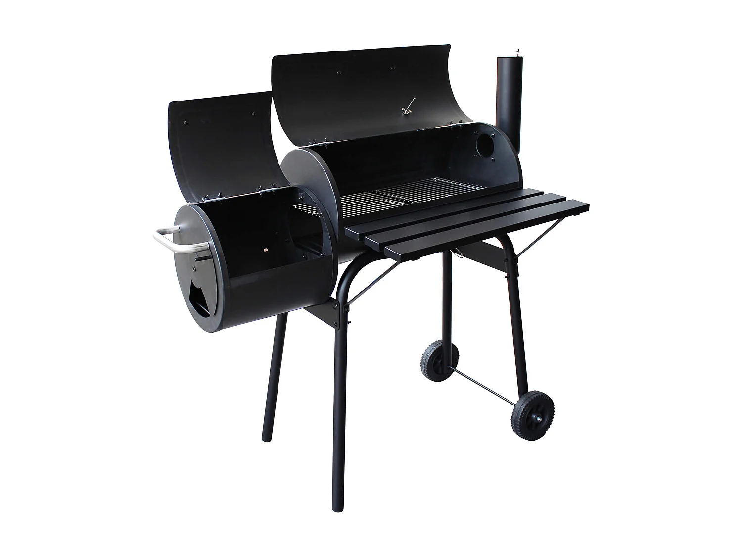 MilaniHome.it - Barbecue a carbonella affumicatore con ruote da campeggio grigliata di design americanodi coloreNero