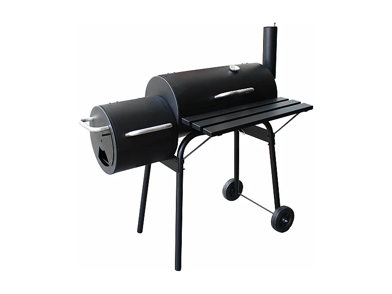 MilaniHome.it - Barbecue a carbonella affumicatore con ruote da campeggio grigliata di design americanodi coloreNero