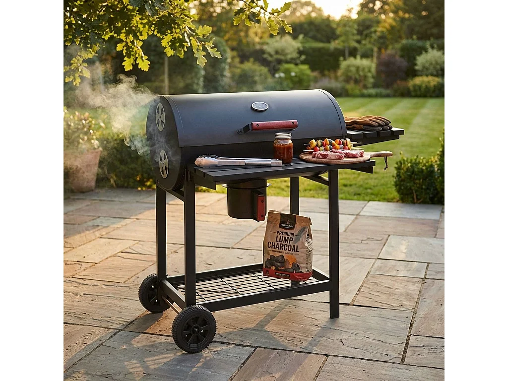 MilaniHome.it - barbecue a carbonella con affumicatore per giardino cottura lenta BBQ cm 113 x 70 x 97,5 cmdi coloreNero