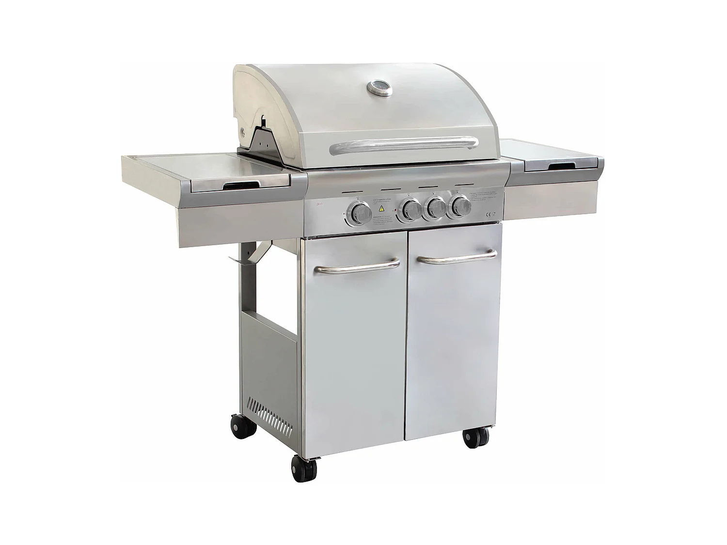 MilaniHome.it - Barbecue A Gas In Acciaio Inox 3 Fuochi + 1 Laterale, Con Piastra E Griglia In Ghisa Per Esterno Giardino Portico Terrazzodi coloreGrigio