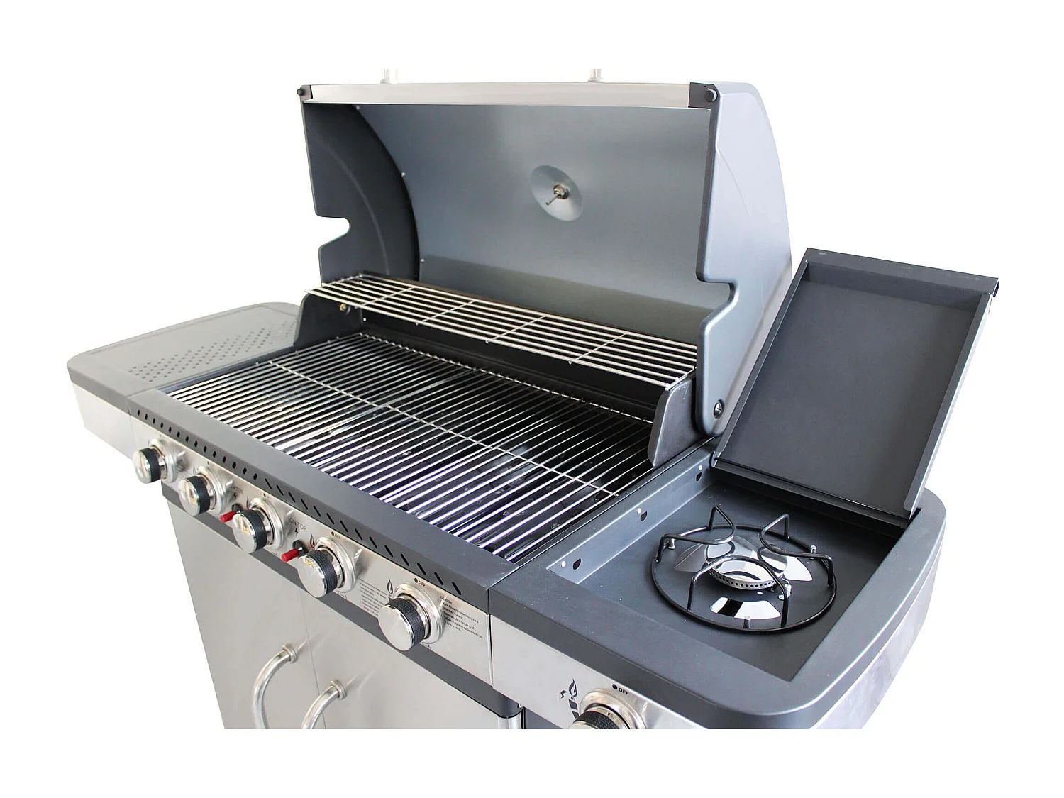 MilaniHome.it - Barbecue A Gas In Acciaio Inox 5 Fuochi + 1 Laterale Per Esterno Giardino, Portico, Terrazzodi coloreGrigio