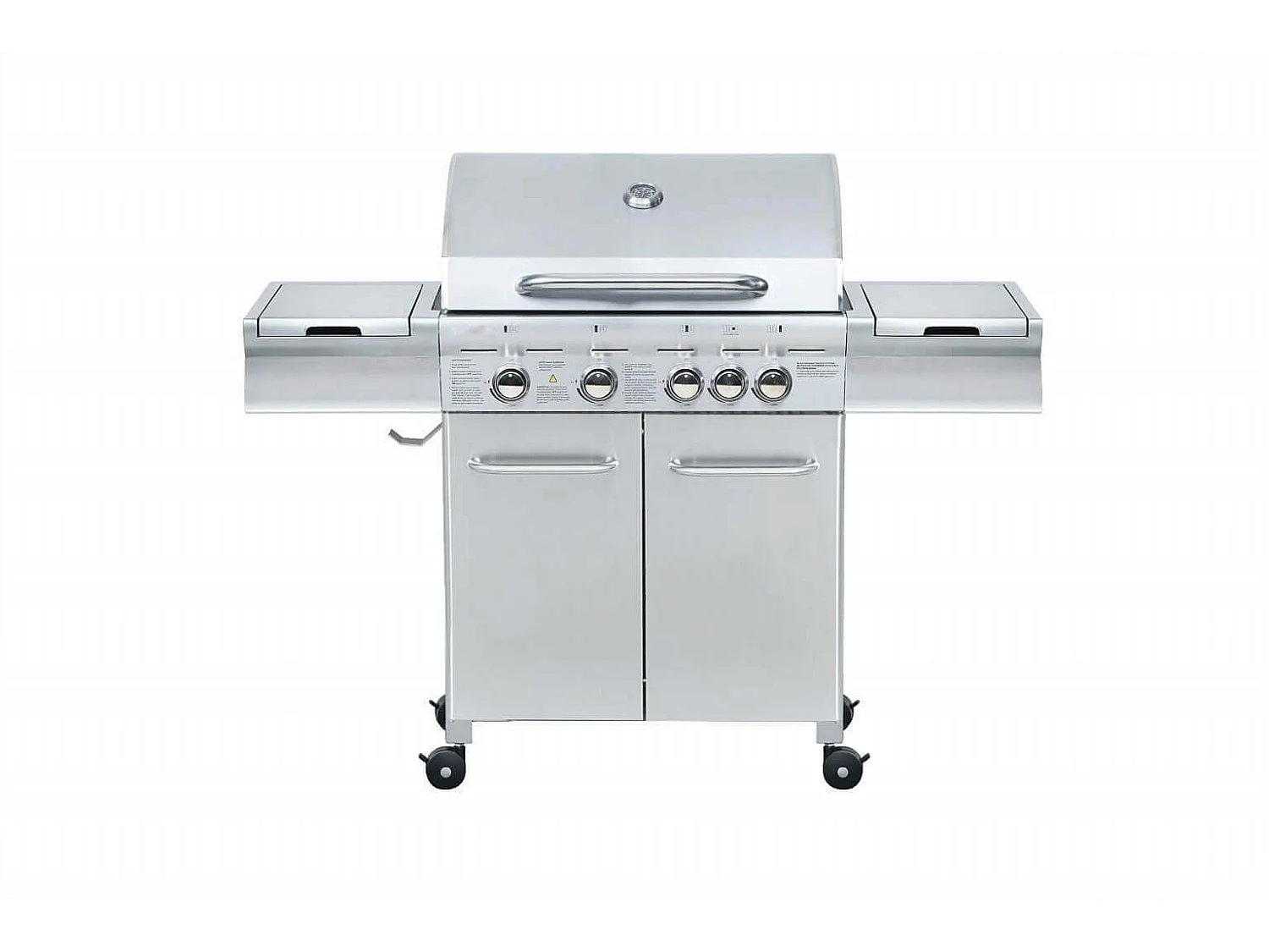 MilaniHome.it - Barbecue A Gas In Acciaio Inox 4 Fuochi + 1 Laterale, Con Piastra E Griglia In Ghisa Per Esterno Giardino Portico Terrazzodi coloreGrigio