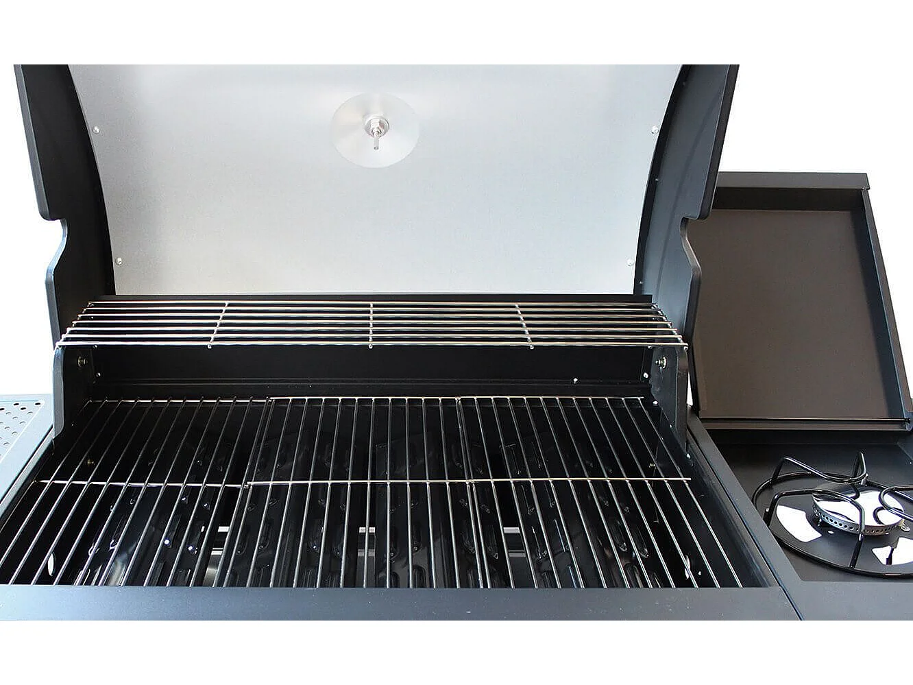 MilaniHome.it - Barbecue A Gas In Acciaio Inox 4 Fuochi + 1 Laterale Per Esterno Giardino, Portico, Terrazzodi coloreGrigio