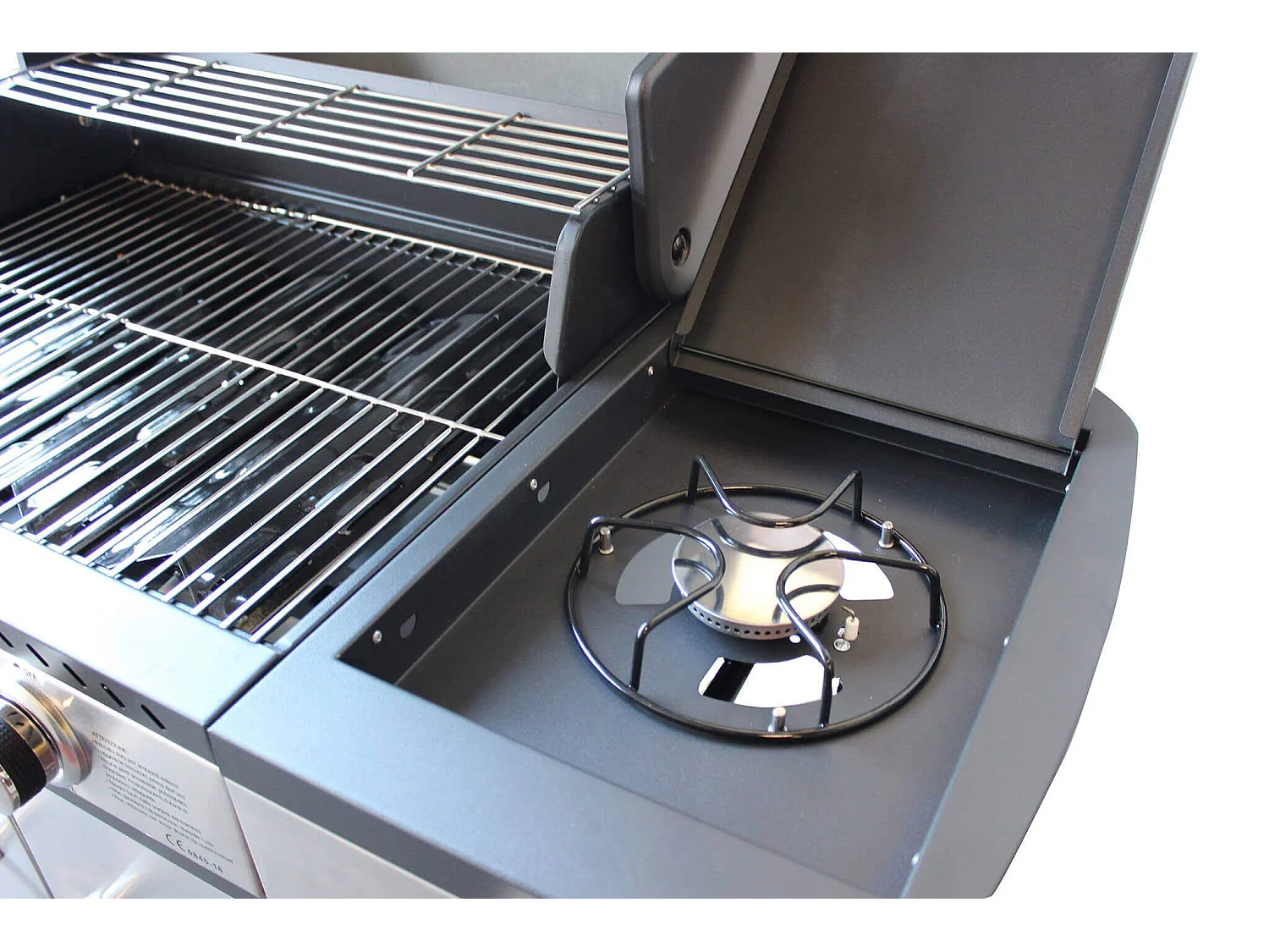 MilaniHome.it - Barbecue A Gas In Acciaio Inox 4 Fuochi + 1 Laterale Per Esterno Giardino, Portico, Terrazzodi coloreGrigio