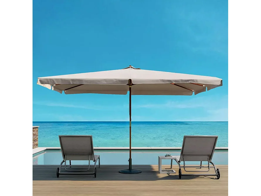 MilaniHome.it - Ombrellone Da Giardino 3x3 Palo Centrale In Legno Telo Bianco Per Esterno Ristorante Gelateria Bar Hotel Albergodi coloreEcrù