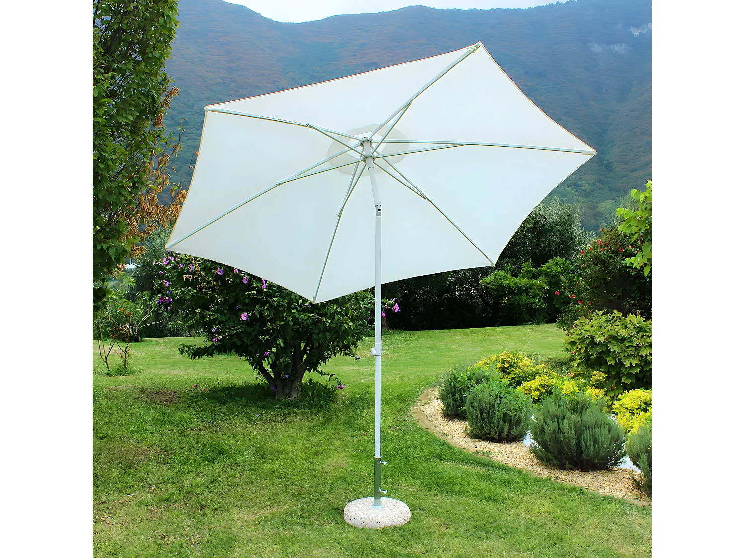 MilaniHome.it - Ombrellone Da Giardino Diametro 3 Palo Centrale Bianco Per Esterno Ristorante Gelateria Bar Hotel Albergodi coloreBianco