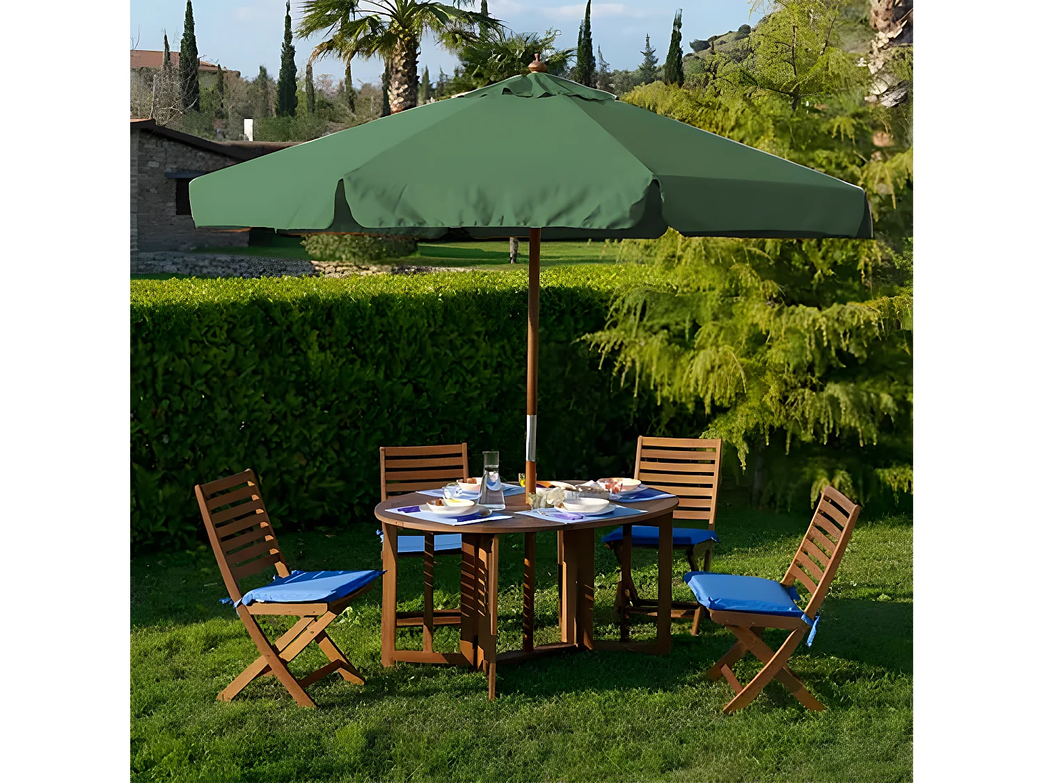 MilaniHome.it - Ombrellone Da Giardino ¸ 3 Palo Centrale In Legnodi coloreVerde