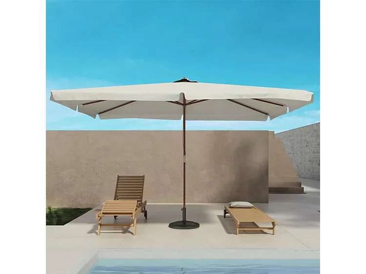 MilaniHome.it - Ombrellone Da Giardino 2x3 Palo Centrale In Legno Telo Bianco Per Esterno Ristorante Gelateria Bar Hotel Albergodi coloreEcrù
