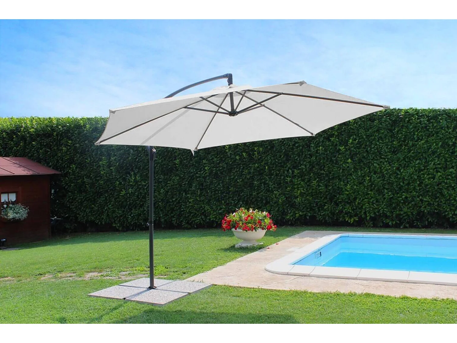 MilaniHome.it - Ombrellone Da Giardino Diametro 3 Palo Laterale Per Esterno, Ristorante Gelateria Bar Hotel Albergodi coloreBianco