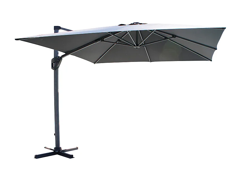 MilaniHome.it - ombrellone in alluminio effetto legno 3 x 4 m di design per esterno giardino cm 400 l x 300 pdi coloreGrigio scuro