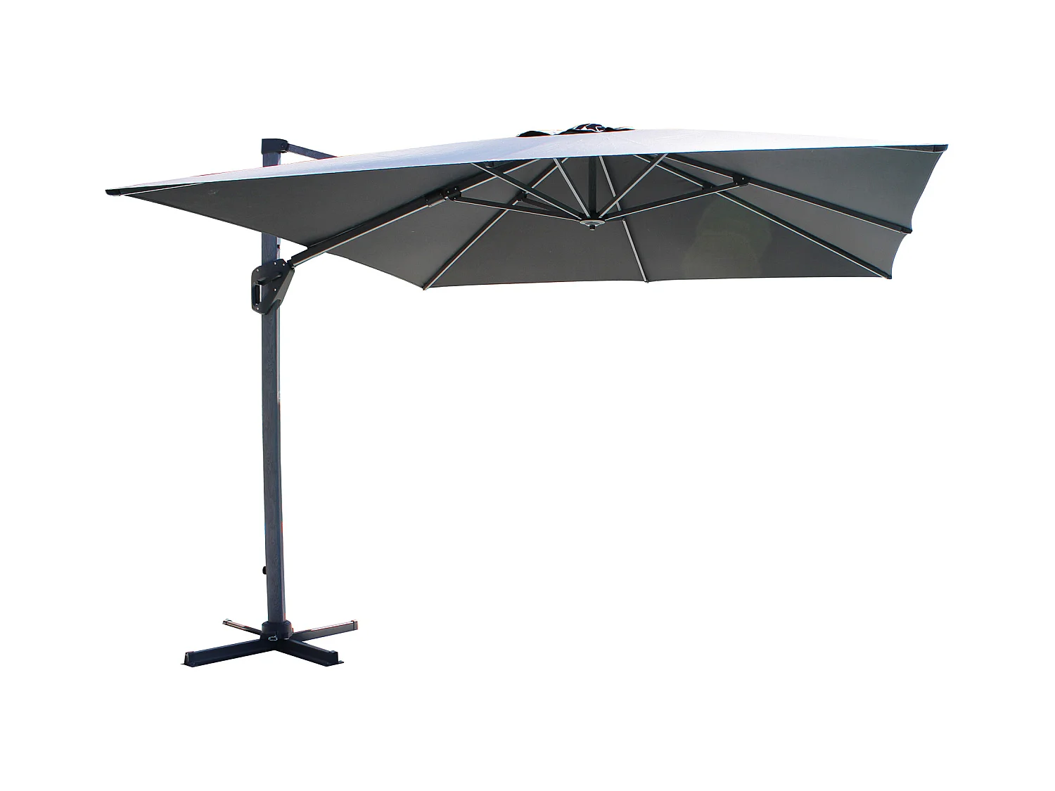MilaniHome.it - ombrellone in alluminio effetto legno 3 x 4 m di design per esterno giardino cm 400 l x 300 pdi coloreGrigio scuro