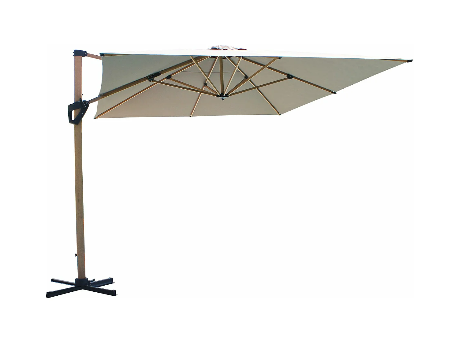 MilaniHome.it - Ombrellone da giardino decentrato con palo effetto legno di design per esterno giardino cm 395 l x 295 p x 265 hdi coloreTaupe