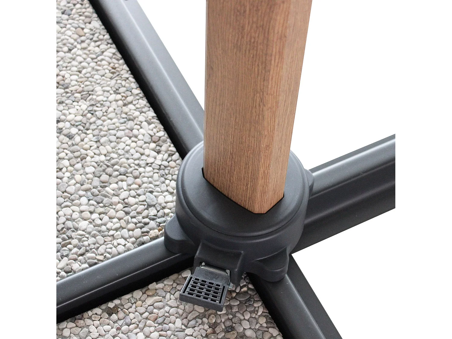 MilaniHome.it - Ombrellone da giardino decentrato con palo effetto legno di design per esterno giardino cm 395 l x 295 p x 265 hdi coloreTaupe