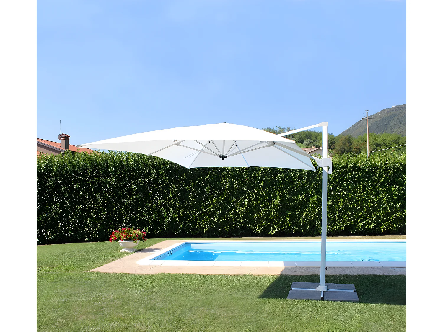 MilaniHome.it - Ombrellone Da Giardino 3x3 Palo Laterale Bianco Per Esterno Ristorante Gelateria Bar Hotel Albergodi coloreBianco