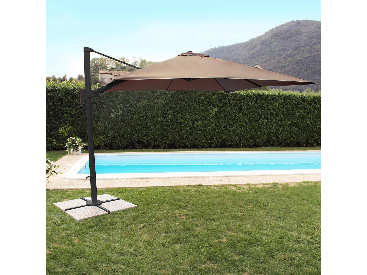 MilaniHome.it - ombrellone decentrato 3x4 in alluminio per giardino m 3 x 4di coloreTaupe