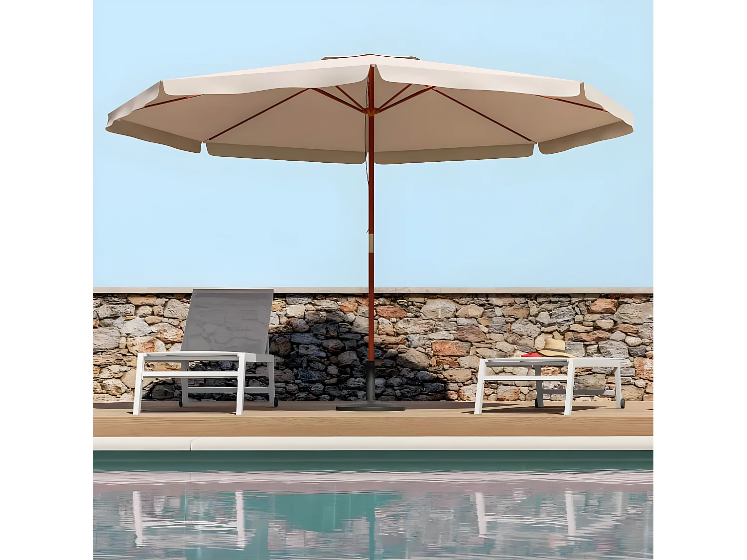 MilaniHome.it - Ombrellone Da Giardino ¸ 3 Palo Centrale In Legnodi coloreEcrù