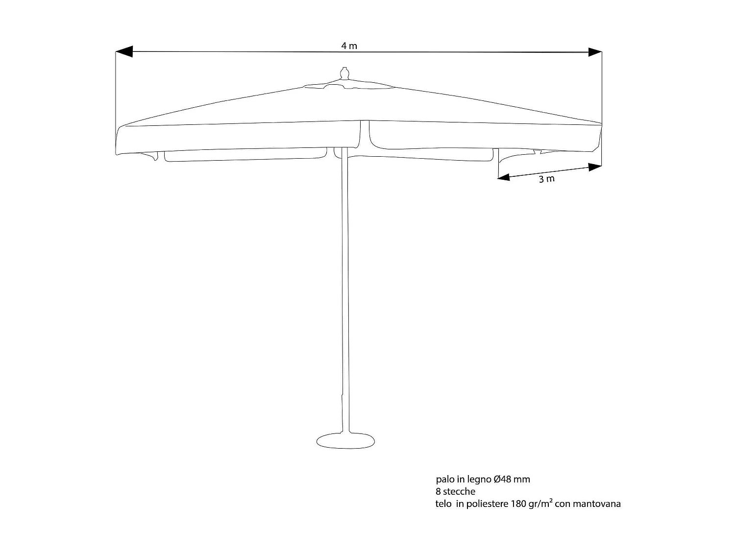 MilaniHome.it - Ombrellone Da Giardino 3x4 Palo Centrale In Legno Telo Verde Scuro Per Esterno Ristorante Gelateria Bar Hotel Albergodi coloreVerde