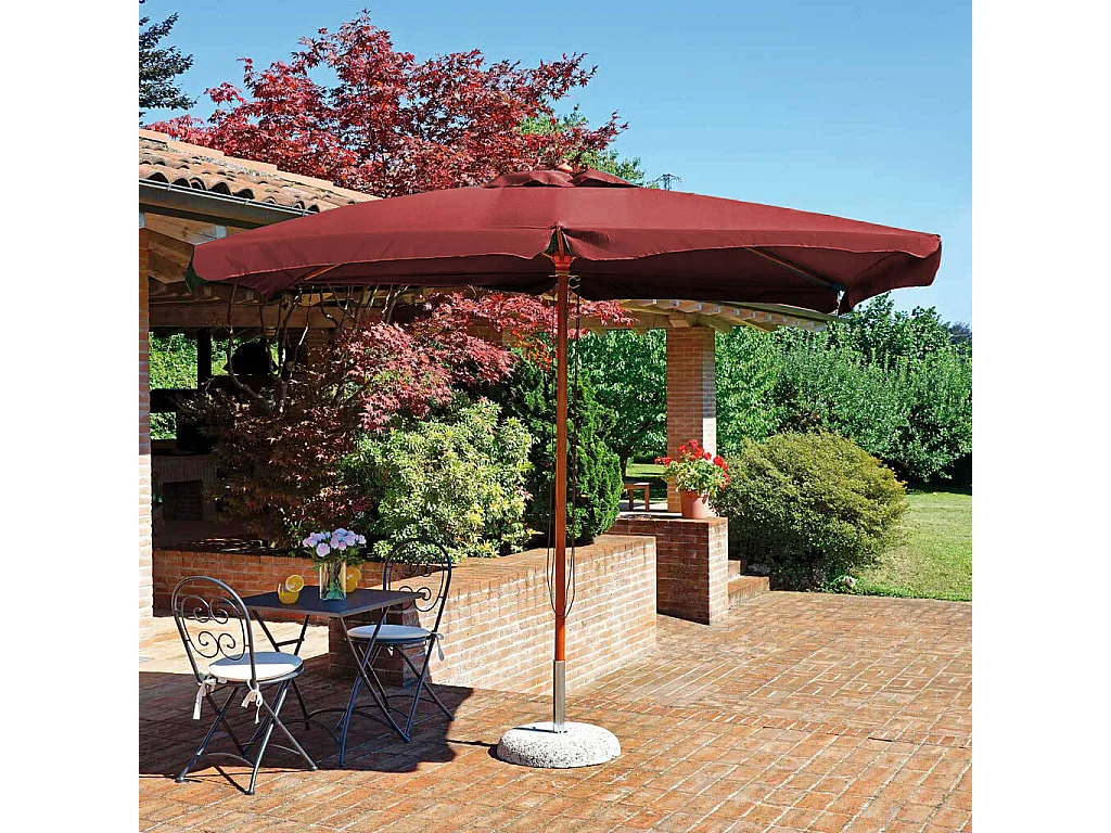 Milani Home - Ombrellone Da Giardino Rettangolare 2x3 Metri Con Palo Centrale In Legno - Per Esterni, Bar, Ristoranti E Hotel