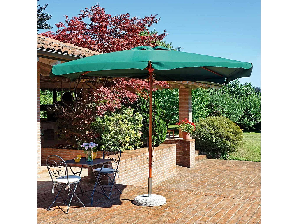 MilaniHome.it - Ombrellone Da Giardino 3x3 Palo Centrale In Legno Per Esterno Telo Verde Scuro Ristorante Gelateria Bar Hotel Albergodi coloreVerde