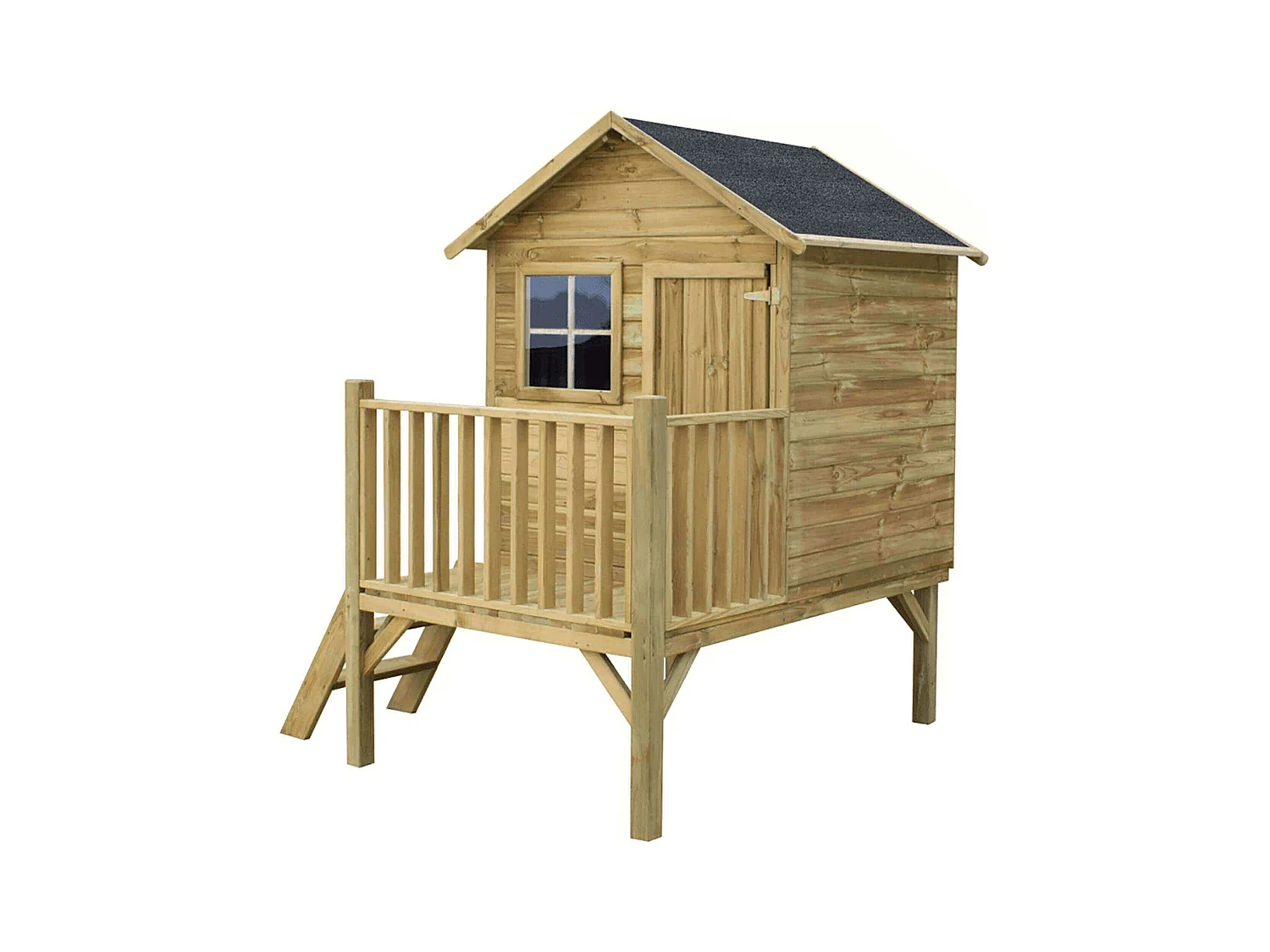 MilaniHome.it - Casetta per bambini da giardino per esterno con scale in legno cm 174 x 155 x 212 hdi coloreMarrone