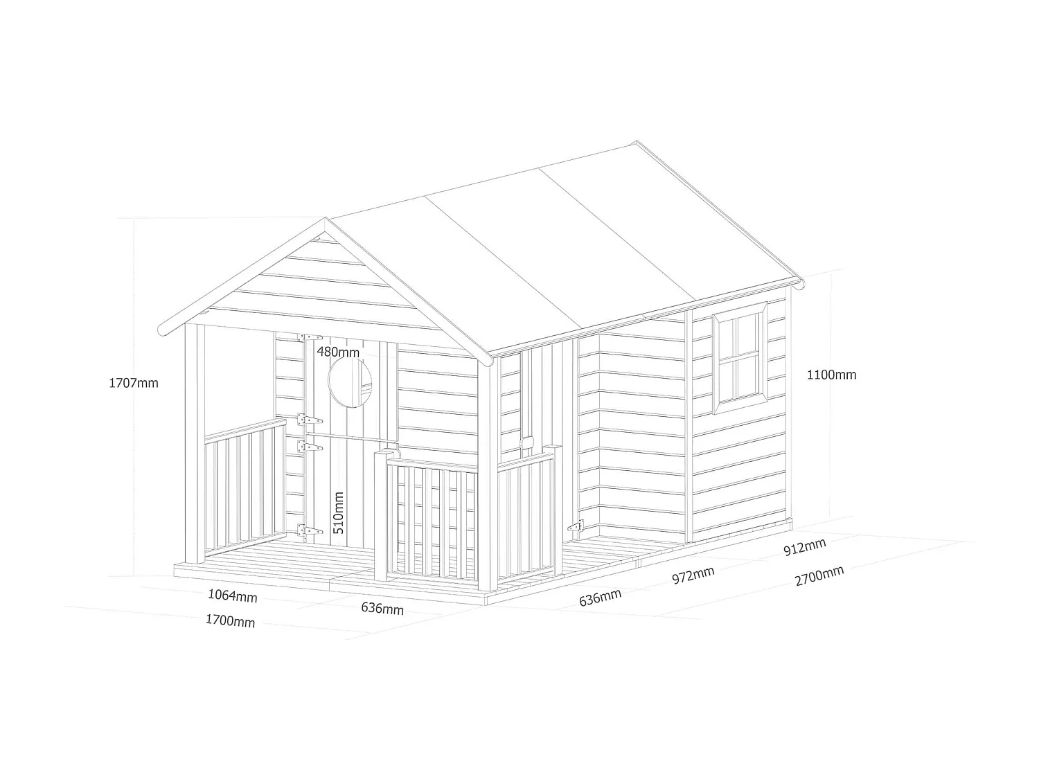 MilaniHome.it - Casetta per bambini da giardino per estero in legno cm 270 x 192 x 196 hdi coloreMarrone