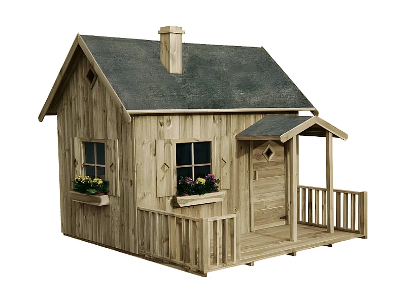 MilaniHome.it - Casetta per bambini da giardino per estero in legno cm 258 x 255 x 231 hdi coloreMarrone