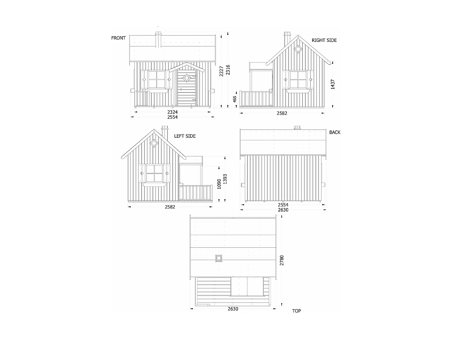 MilaniHome.it - Casetta per bambini da giardino per estero in legno cm 258 x 255 x 231 hdi coloreMarrone