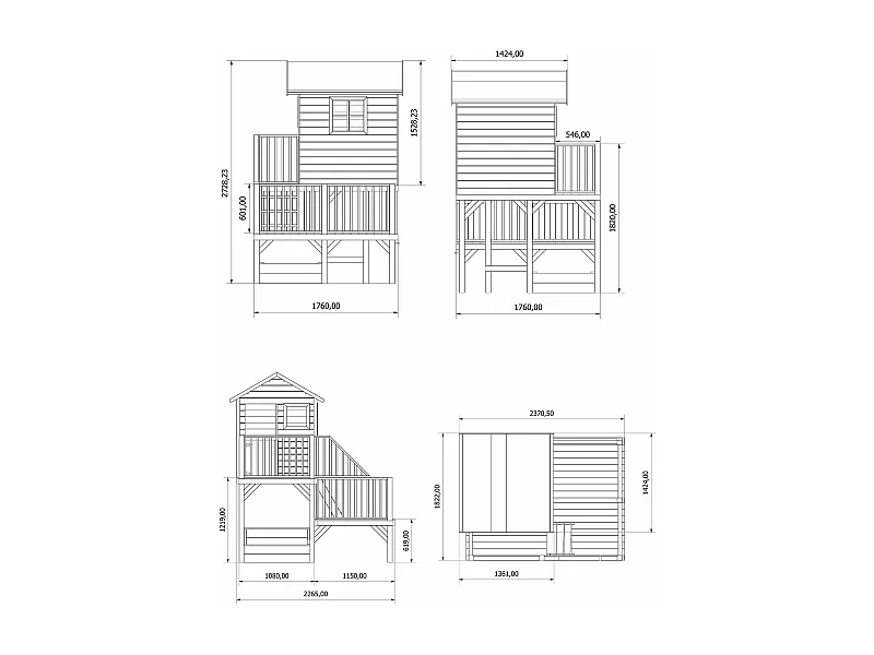 MilaniHome.it - Casetta per bambini da giardino per esterno con scale in legno cm 176 x 176 x 273 hdi coloreMarrone