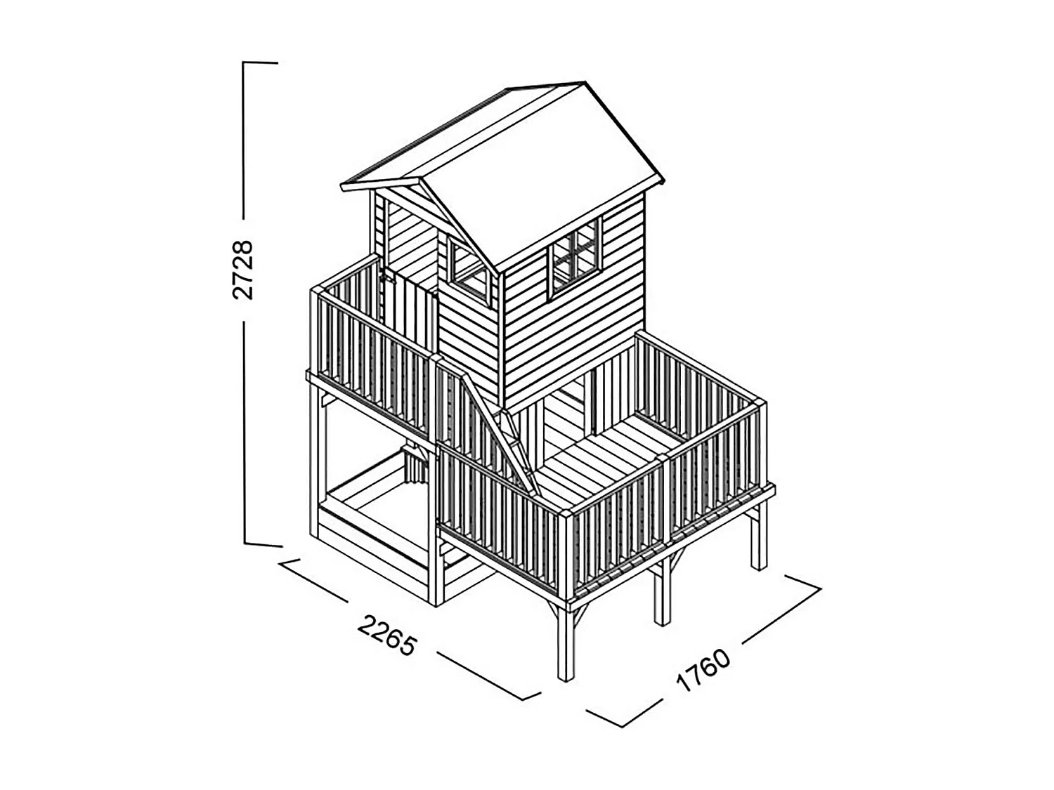 MilaniHome.it - Casetta per bambini da giardino per esterno con scale in legno cm 176 x 176 x 273 hdi coloreMarrone