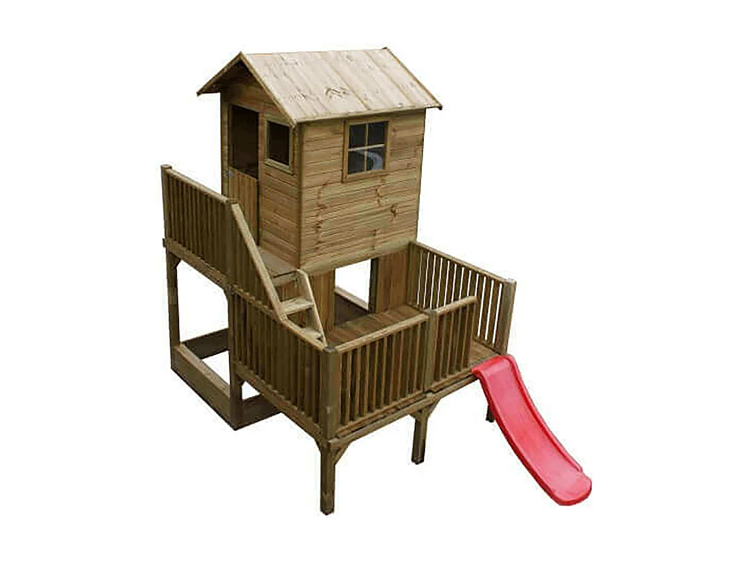 MilaniHome.it - Casetta per bambini da giardino per esterno in legno con scale e scivolo cm 176 x 176 x 273 hdi coloreMarrone