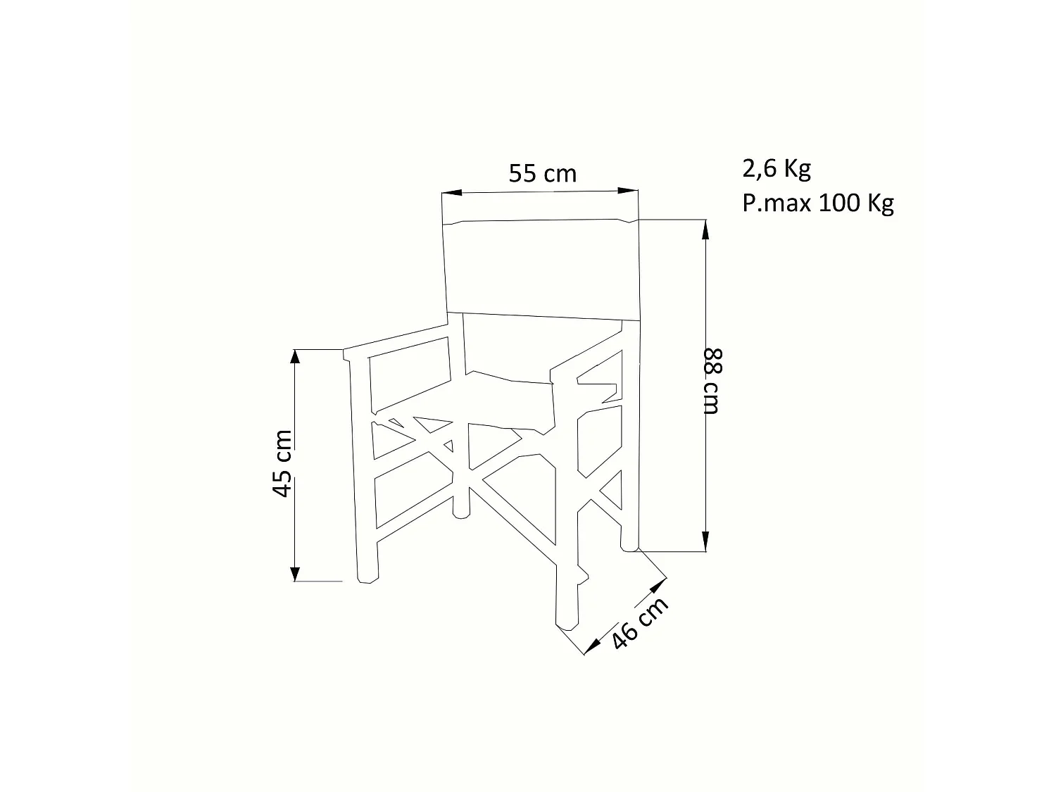 MilaniHome.it - Poltrona Sedia Regista Textilene Bianca Per Campeggio Spiaggia Mare Piscina Giardino Esternodi coloreTortora