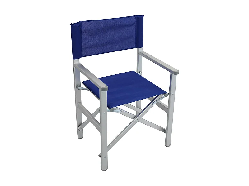 MilaniHome.it - Poltrona Pieghevole Sedia Regista Con Textilene Blu Per Campeggio Spiaggia Mare Piscina Giardino Esternodi coloreBlu