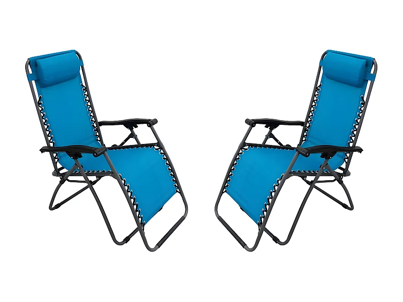 MilaniHome.it - Sdraio Pieghevole Con Struttura Nera E Textilene Blu Per Campeggio Spiaggia Mare Piscina Giardinodi coloreBlu