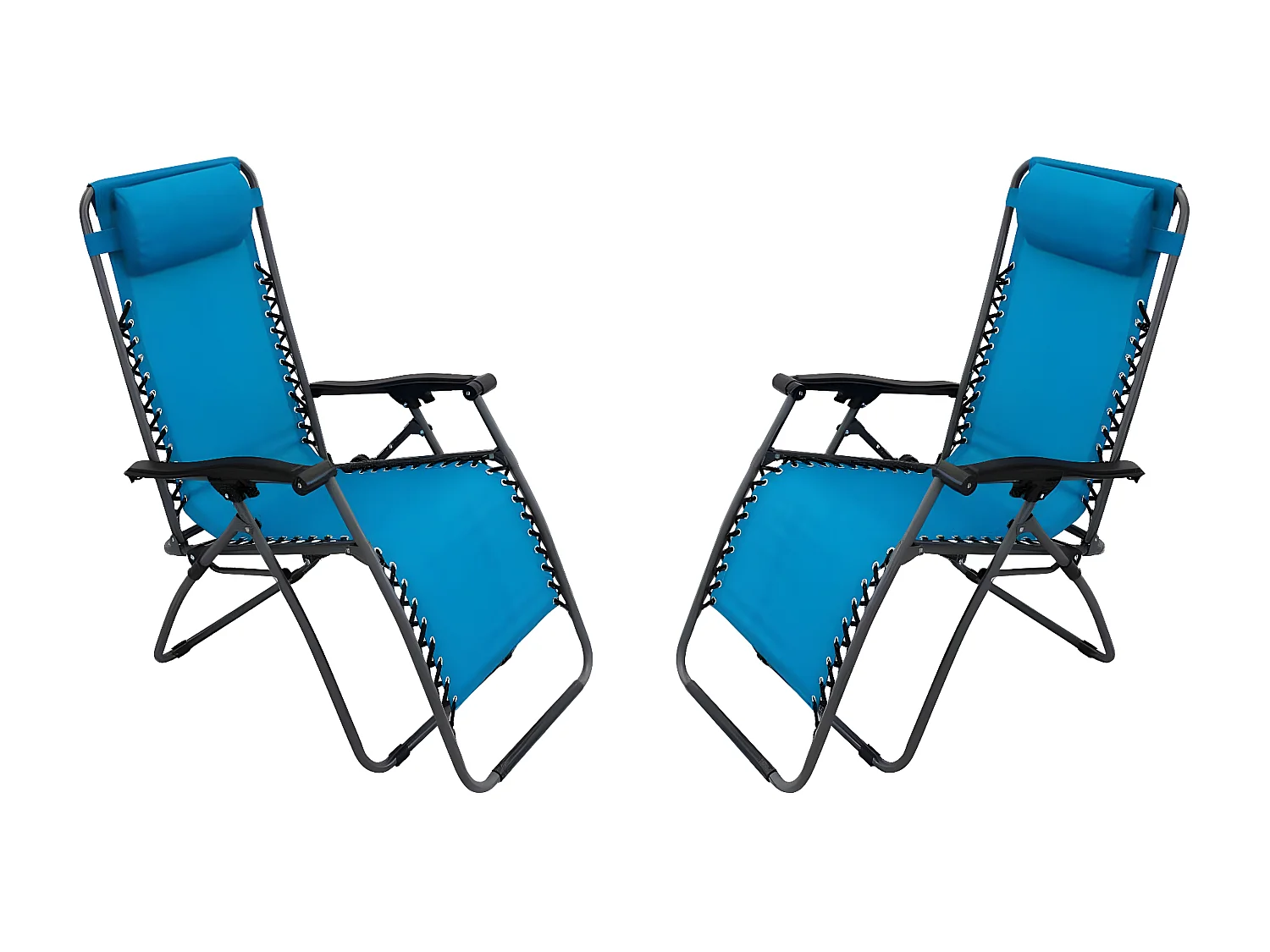 MilaniHome.it - Sdraio Pieghevole Con Struttura Nera E Textilene Blu Per Campeggio Spiaggia Mare Piscina Giardinodi coloreBlu