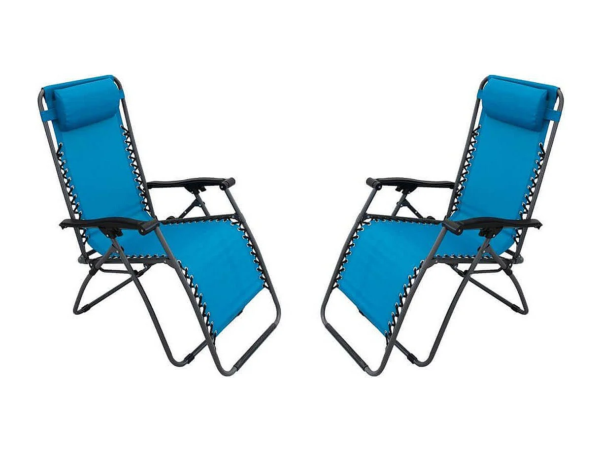 MilaniHome.it - Sdraio Pieghevole Con Struttura Nera E Textilene Blu Per Campeggio Spiaggia Mare Piscina Giardinodi coloreBlu