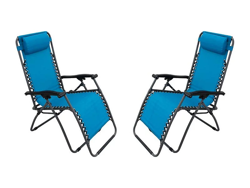 MilaniHome.it - Sdraio Pieghevole Con Struttura Nera E Textilene Blu Per Campeggio Spiaggia Mare Piscina Giardinodi coloreBlu