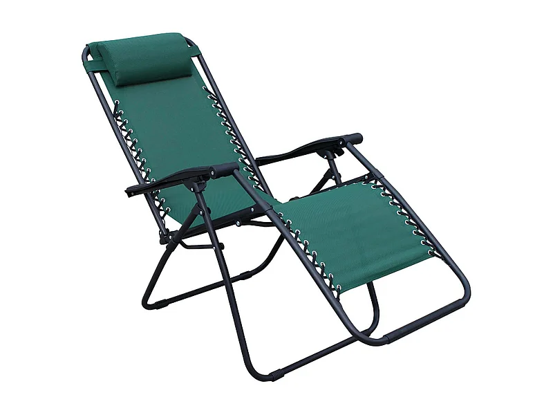 MilaniHome.it - Sdraio Pieghevole Con Struttura Nera E Textilene Verde Scuro Per Campeggio Spiaggia Mare Piscina Giardinodi coloreVerde