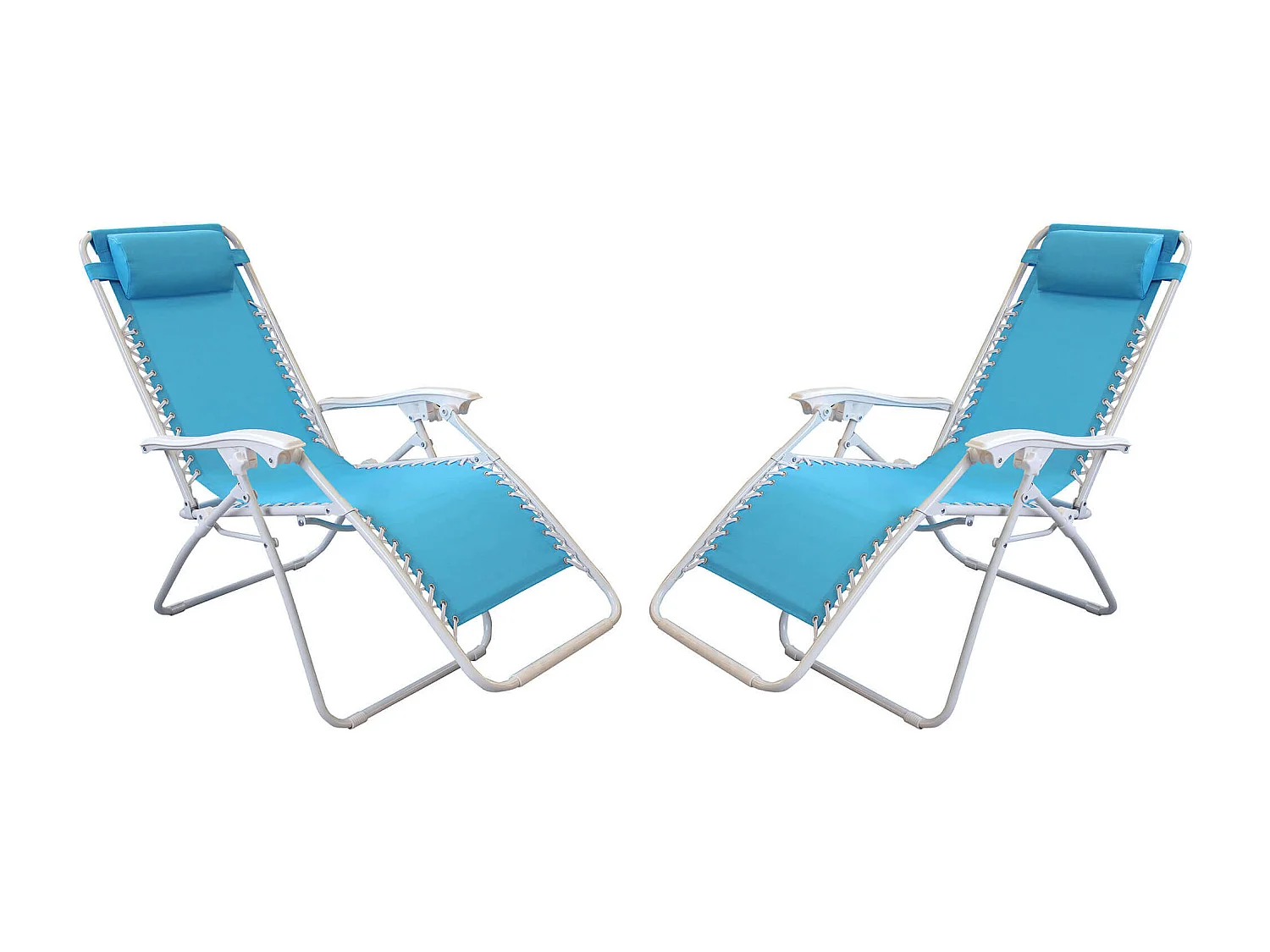 MilaniHome.it - Sdraio Pieghevole Con Struttura Bianca E Textilene Blu Per Campeggio Spiaggia Mare Piscina Giardinodi coloreAzzurro