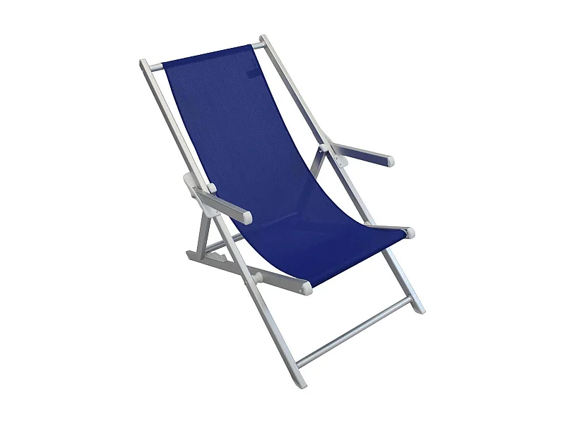 MilaniHome.it - Sdraio Pieghevole In Textilene Blu Con Braccioli Per Campeggio Spiaggia Mare Piscina Giardinodi coloreBlu