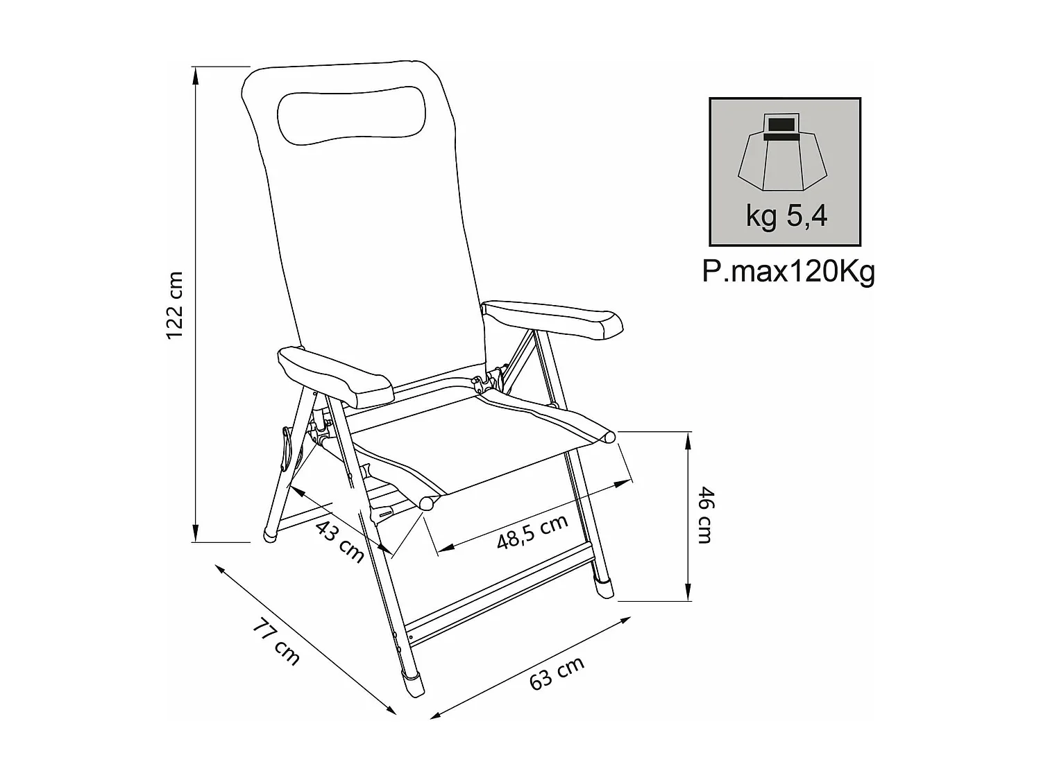 MilaniHome.it - Poltrona Pieghevole Textilene Azzurro Con Decoro Per Campeggio Spiaggia Mare Piscina Giardinodi coloreAzzurro