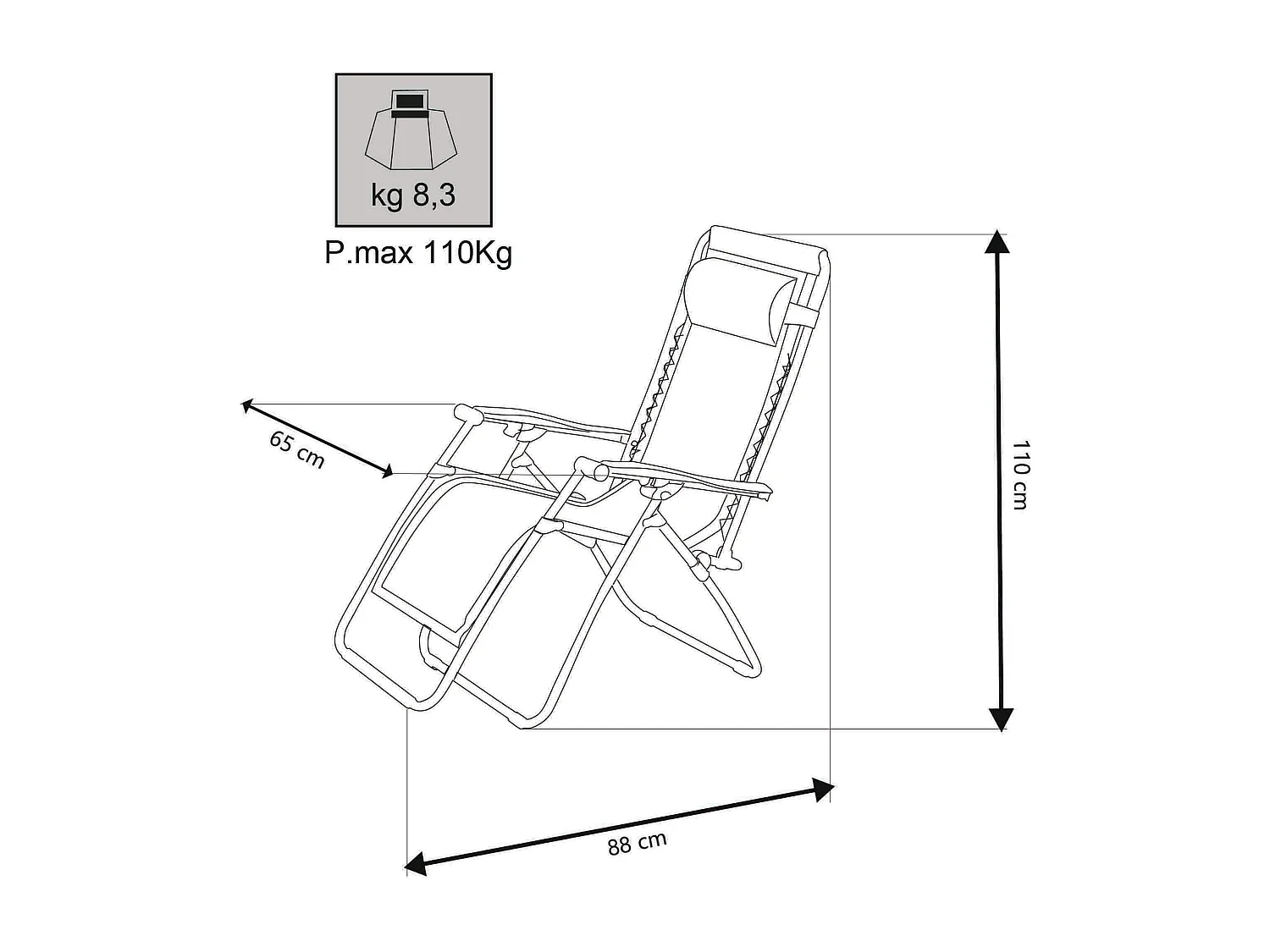 MilaniHome.it - Sdraio Pieghevole Con Struttura Nera E Textilene Grigio Chiaro Per Campeggio Spiaggia Mare Piscina Giardinodi coloreGrigio