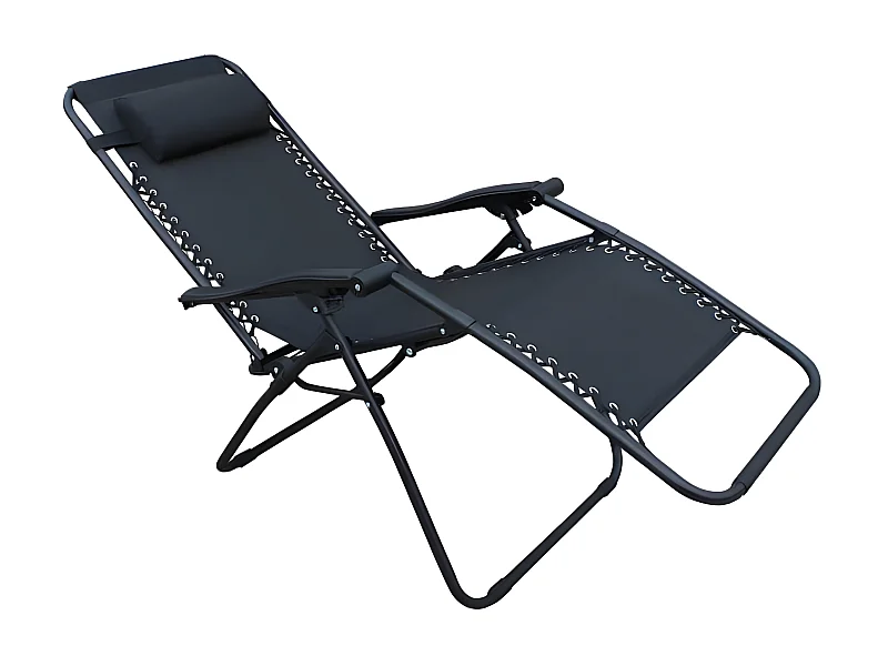 MilaniHome.it - Sdraio Pieghevole Con Struttura Nera E Textilene Nero Per Campeggio Spiaggia Mare Piscina Giardinodi coloreNero