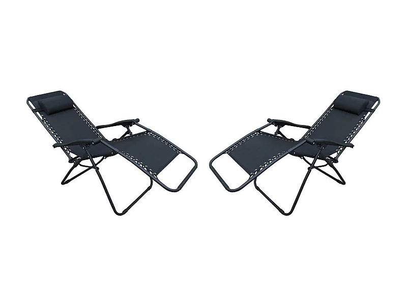 MilaniHome.it - Set Di 2 Sdraio Da Giardino Gravità Zero Pieghevoli Con Struttura Nera E Textilene Nero Per Campeggio Spiaggia Mare Piscina Giardinodi coloreNero
