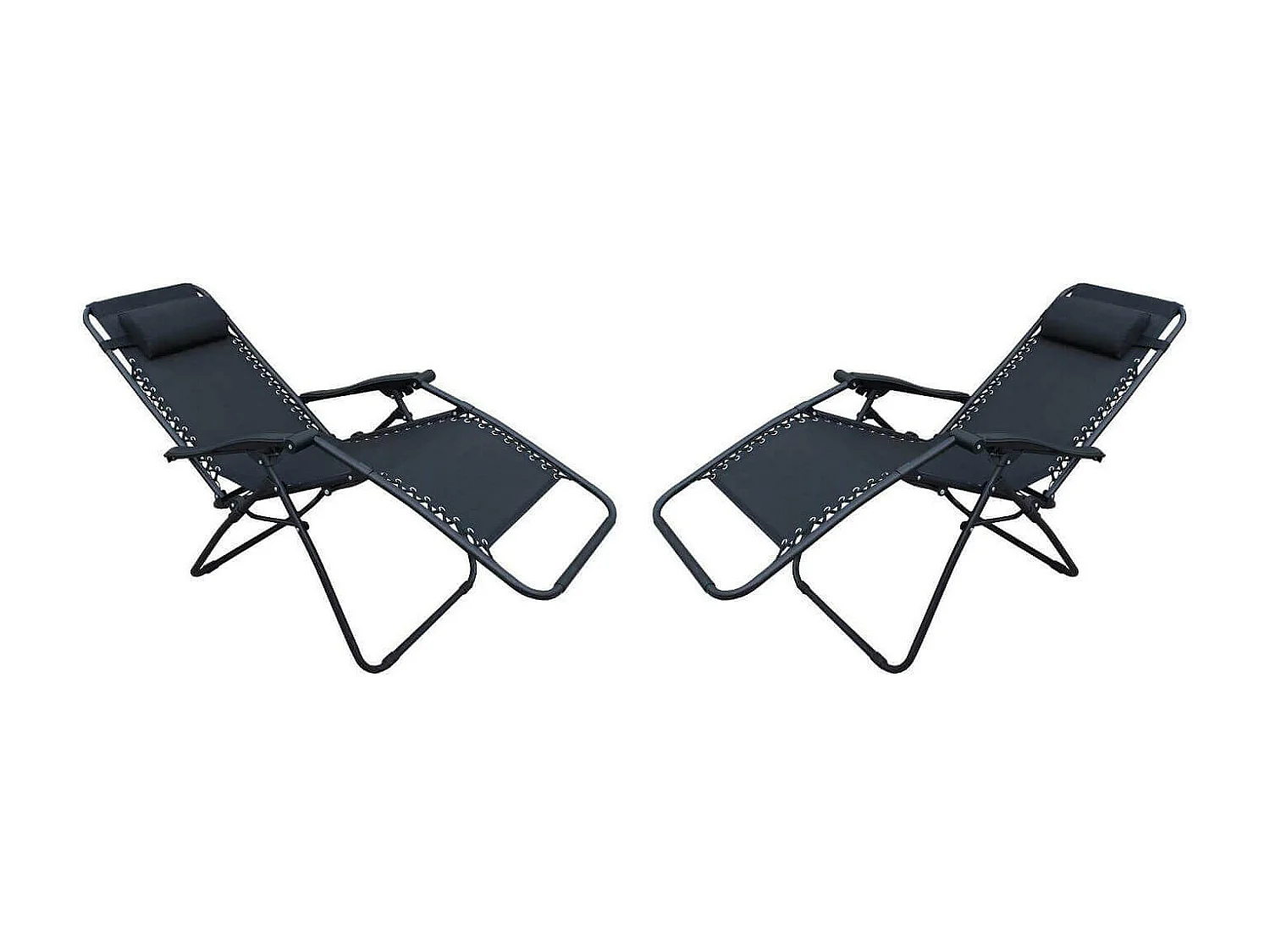MilaniHome.it - Set Di 2 Sdraio Da Giardino Gravità Zero Pieghevoli Con Struttura Nera E Textilene Nero Per Campeggio Spiaggia Mare Piscina Giardinodi coloreNero