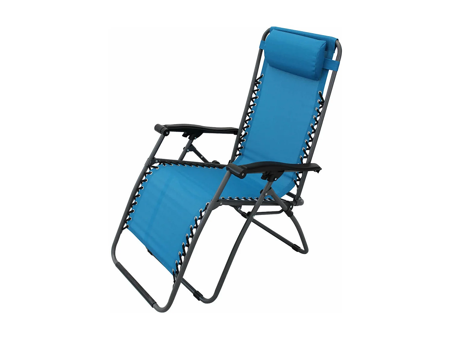 MilaniHome.it - Sdraio Pieghevole Con Struttura Nera E Textilene Blu Per Campeggio Spiaggia Mare Piscina Giardinodi coloreBlu