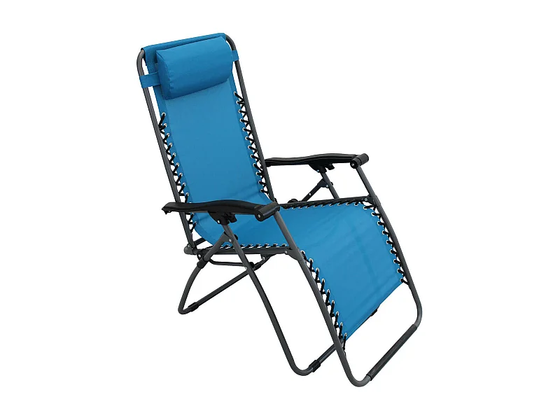 MilaniHome.it - Sdraio Pieghevole Con Struttura Nera E Textilene Blu Per Campeggio Spiaggia Mare Piscina Giardinodi coloreBlu