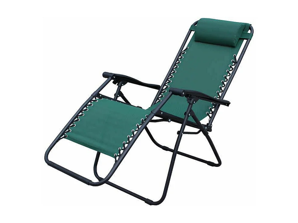 MilaniHome.it - Set Di 2 Sdraio Pieghevole Con Struttura Nera E Textilene Verde Scuro Per Campeggio Spiaggia Mare Piscina Giardinodi coloreVerde