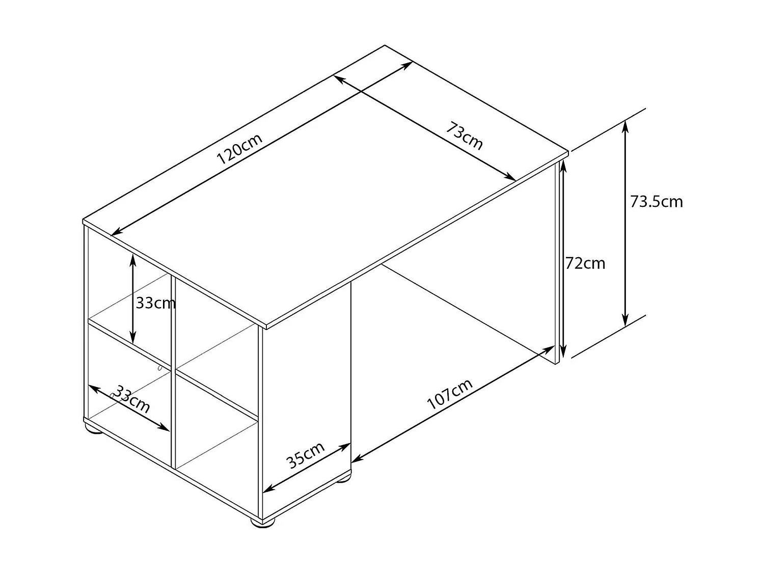 MilaniHome.it - scrivania di design per studio moderna con cassetti 117x73x75 hdi coloreBianco